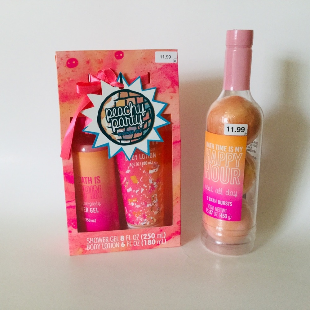 Peach Party Shower Set & Bath Bursts NWT
